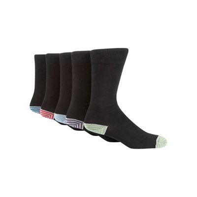 Freshen Up Your Feet Pack of five black striped tip socks